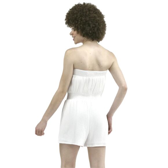 NWT White Gauze Strapless Romper Womens Medium 8-10 100%Cotton clean girl - Picture 5 of 7